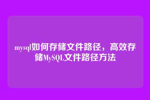 mysql如何存储文件路径,高效存储MySQL文件路径方法