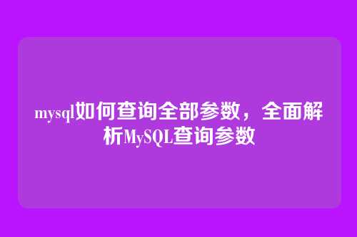 mysql如何查询全部参数,全面解析MySQL查询参数