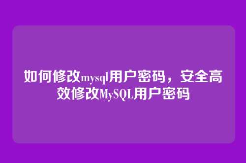 如何修改mysql用户密码,安全高效修改MySQL用户密码