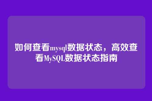 如何查看mysql数据状态,高效查看MySQL数据状态指南