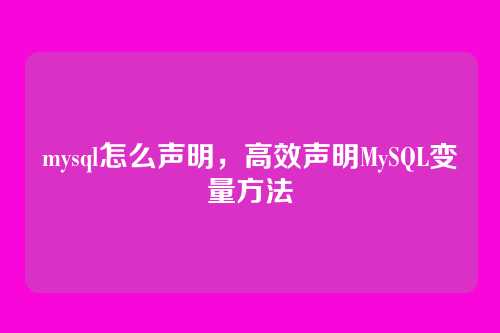 mysql怎么声明,高效声明MySQL变量方法