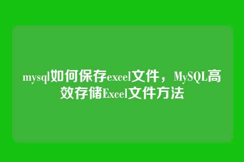 mysql如何保存excel文件，MySQL高效存储Excel文件方法