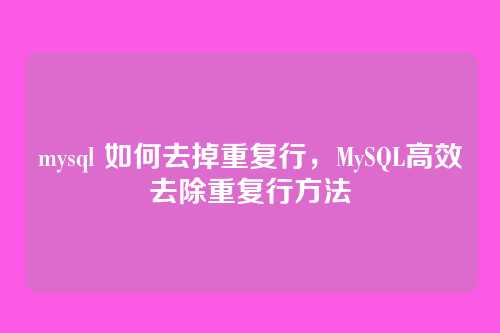 mysql 如何去掉重复行,MySQL高效去除重复行方法