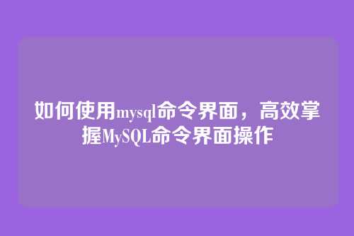 如何使用mysql命令界面,高效掌握MySQL命令界面操作