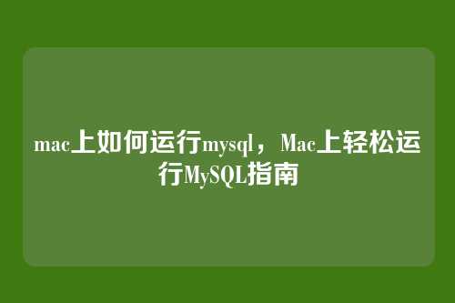 mac上如何运行mysql,Mac上轻松运行MySQL指南