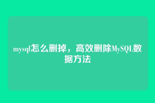 mysql怎么删掉,高效删除MySQL数据方法