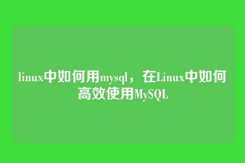 linux中如何用mysql，在Linux中如何高效使用MySQL