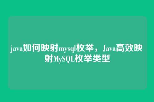 java如何映射mysql枚举,Java高效映射MySQL枚举类型