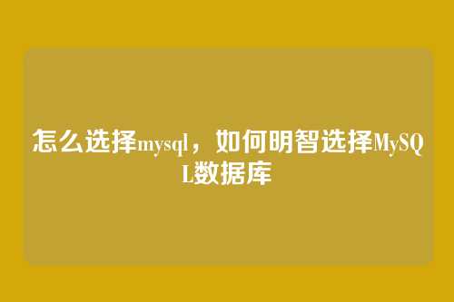 怎么选择mysql,如何明智选择MySQL数据库