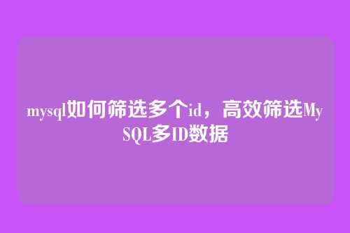mysql如何筛选多个id,高效筛选MySQL多ID数据