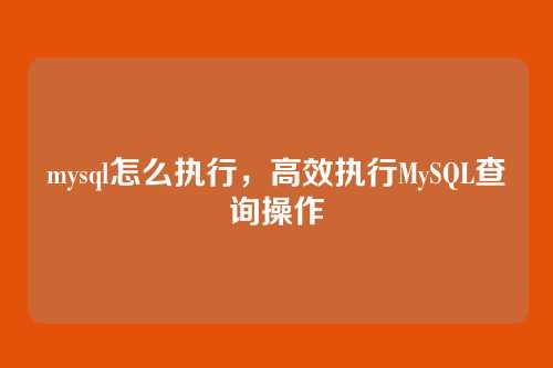 mysql怎么执行,高效执行MySQL查询操作