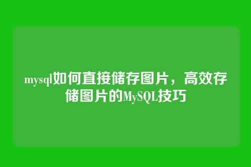 mysql如何直接储存图片,高效存储图片的MySQL技巧