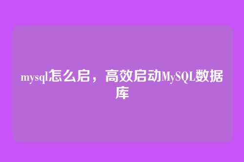 mysql怎么启,高效启动MySQL数据库