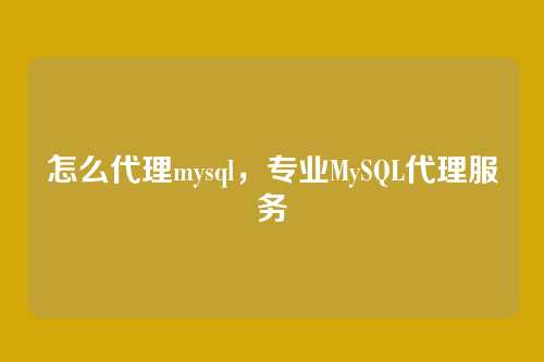 怎么代理mysql，专业MySQL代理服务