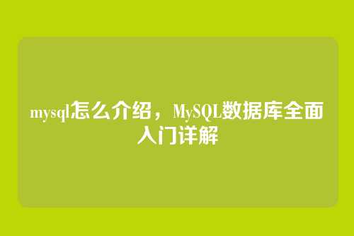 mysql怎么介绍，MySQL数据库全面入门详解