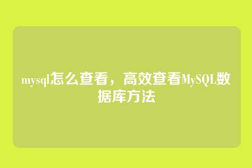 mysql怎么查看,高效查看MySQL数据库方法