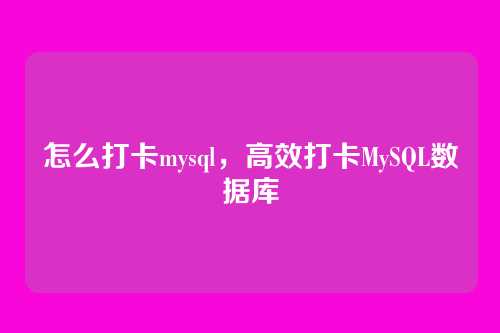 怎么打卡mysql，高效打卡MySQL数据库