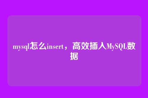 mysql怎么insert,高效插入MySQL数据