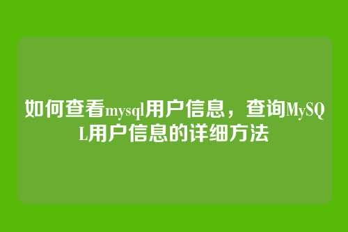 如何查看mysql用户信息,查询MySQL用户信息的详细方法