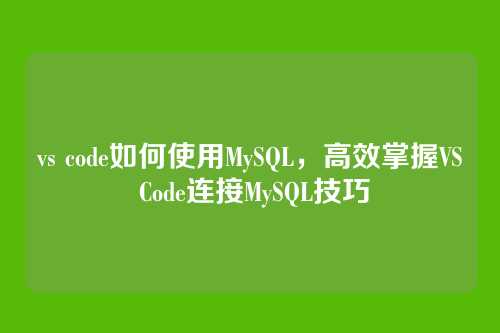 vs code如何使用MySQL,高效掌握VS Code连接MySQL技巧