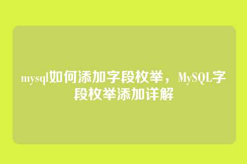 mysql如何添加字段枚举,MySQL字段枚举添加详解