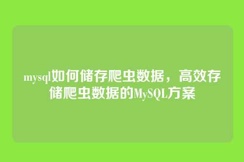 mysql如何储存爬虫数据,高效存储爬虫数据的MySQL方案