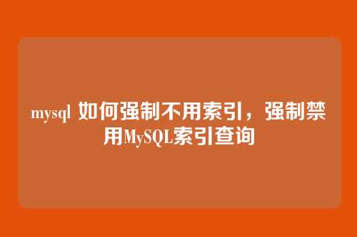 mysql 如何强制不用索引,强制禁用MySQL索引查询