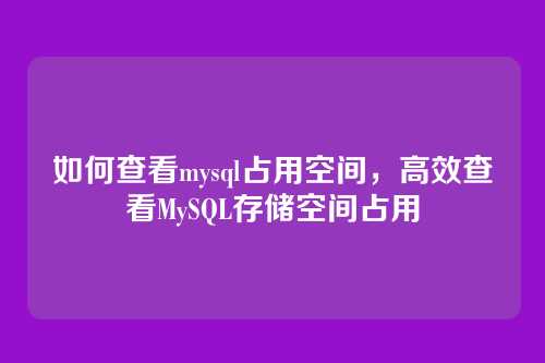 如何查看mysql占用空间，高效查看MySQL存储空间占用