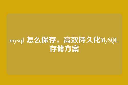 mysql 怎么保存，高效持久化MySQL存储方案