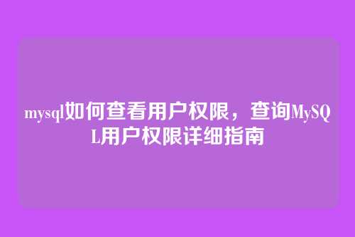 mysql如何查看用户权限,查询MySQL用户权限详细指南