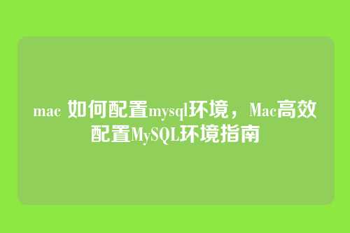 mac 如何配置mysql环境，Mac高效配置MySQL环境指南