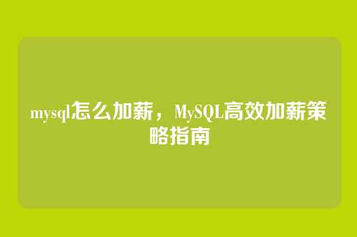 mysql怎么加薪,MySQL高效加薪策略指南