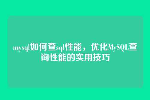 mysql如何查sql性能,优化MySQL查询性能的实用技巧