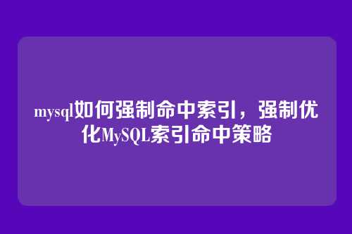 mysql如何强制命中索引,强制优化MySQL索引命中策略