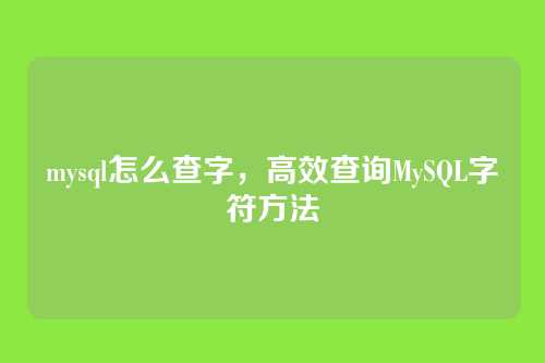 mysql怎么查字,高效查询MySQL字符方法