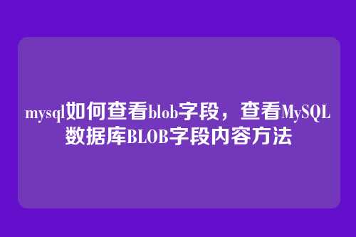 mysql如何查看blob字段,查看MySQL数据库BLOB字段内容方法