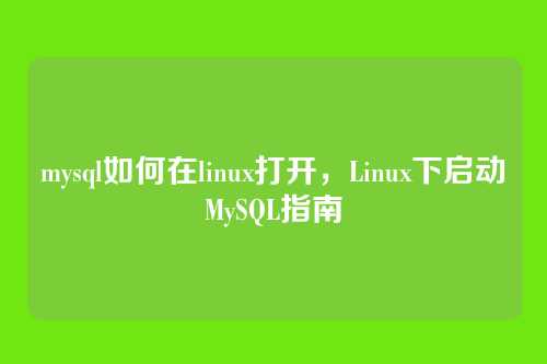 mysql如何在linux打开,Linux下启动MySQL指南