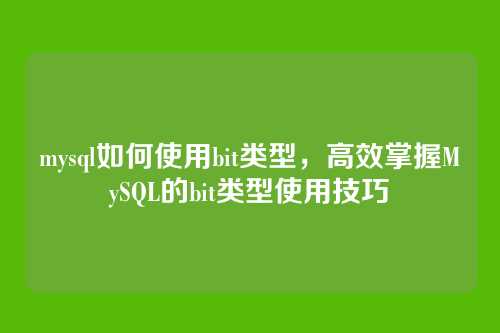 mysql如何使用bit类型,高效掌握MySQL的bit类型使用技巧
