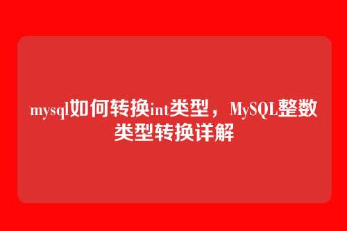 mysql如何转换int类型，MySQL整数类型转换详解