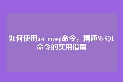 如何使用use mysql命令,精通MySQL命令的实用指南