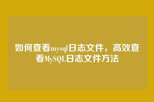 如何查看mysql日志文件,高效查看MySQL日志文件方法