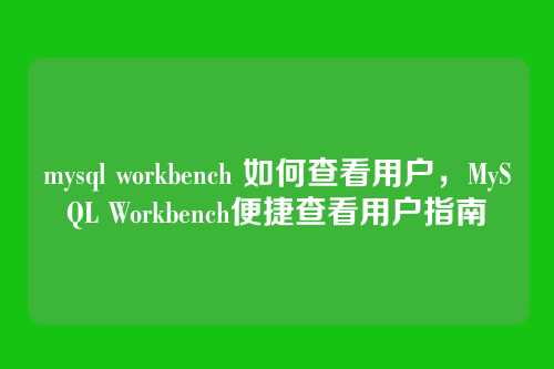 mysql workbench 如何查看用户,MySQL Workbench便捷查看用户指南