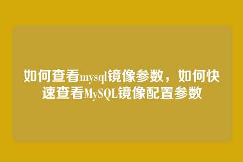 如何查看mysql镜像参数,如何快速查看MySQL镜像配置参数