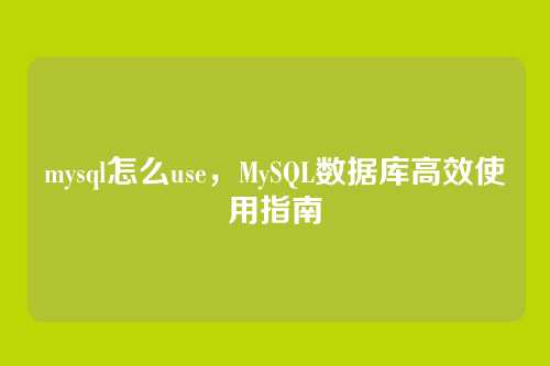 mysql怎么use，MySQL数据库高效使用指南