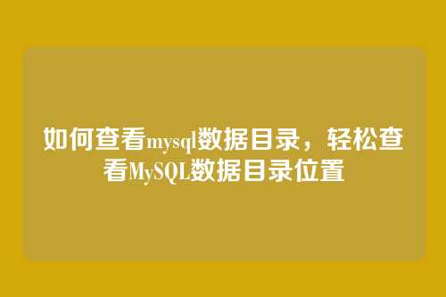 如何查看mysql数据目录,轻松查看MySQL数据目录位置