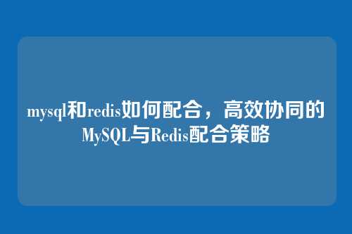 mysql和redis如何配合,高效协同的MySQL与Redis配合策略