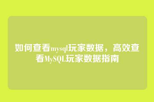 如何查看mysql玩家数据,高效查看MySQL玩家数据指南