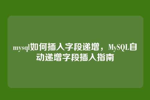 mysql如何插入字段递增,MySQL自动递增字段插入指南