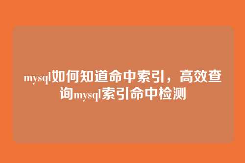 mysql如何知道命中索引,高效查询mysql索引命中检测
