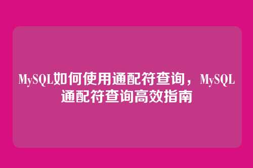 MySQL如何使用通配符查询,MySQL通配符查询高效指南